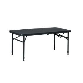 40"L x 20"W Plastic Adjustable Height Fold-in-Half Folding Table, Rich Black