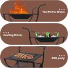 Fire Pit, 27" Metal Wood Burning Firepit Stove with Wheel & Storage Shelf, Outdoor Fire Pit with Lid for Camping, BBQ, Garden, Backyard